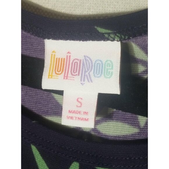 LuLaRoe Irma tunic floral green & purple polyester blend size s height 28" ARMPI - Picture 5 of 12